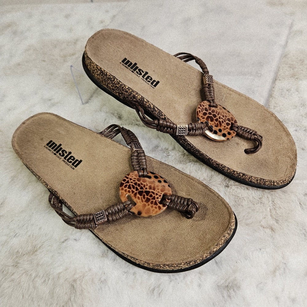Kenneth Cole Unlisted Women's Cork Flip Flops Sandals Beaded Braided Size 6 READ